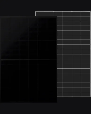 Two back contact panels one behind the other, the front one evenly black with no visible current lines.